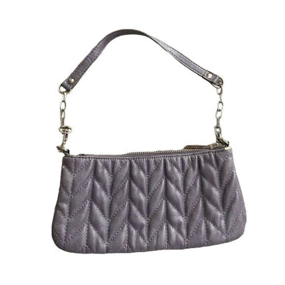 Express Purse Purple Quilted Zip Hand Bag Small Clutch Violet
